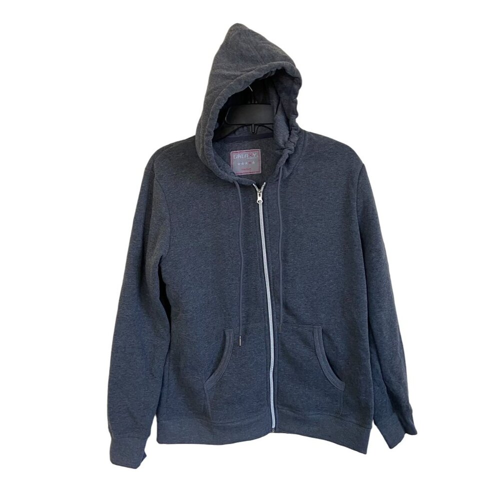 Galaxy by Harvic Womens Fleece Lined Hooded Full Zip Sweatshirt Grey Medium